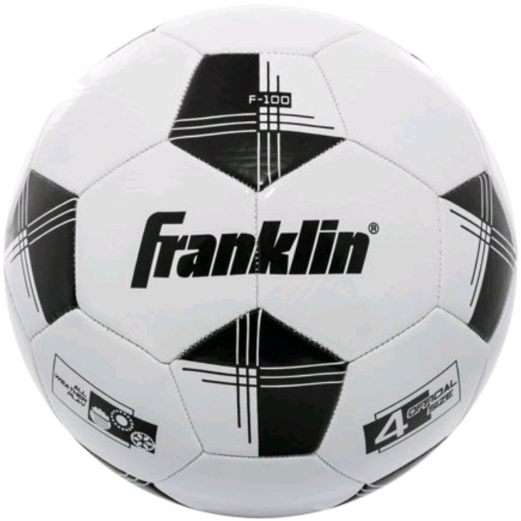 Franklin Sports Competition 100 Soccer Ball, Size 4 Black and White