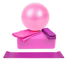 Load image into Gallery viewer, 5pcs Yoga Equipment Set Include Yoga Ball Yoga Blocks Stretching Strap Resistance Loop Band Exercise Band (Various Colors)
