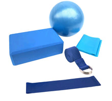 Load image into Gallery viewer, 5pcs Yoga Equipment Set Include Yoga Ball Yoga Blocks Stretching Strap Resistance Loop Band Exercise Band (Various Colors)
