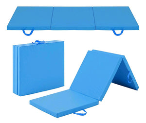 2-inch Thick Tri-Fold Folding Exercise Mat with Carrying Handles (Various Colors)
