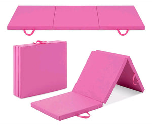 2-inch Thick Tri-Fold Folding Exercise Mat with Carrying Handles (Various Colors)