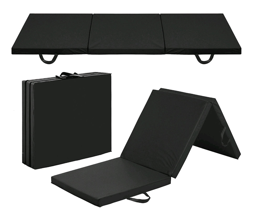 2-inch Thick Tri-Fold Folding Exercise Mat with Carrying Handles (Various Colors)