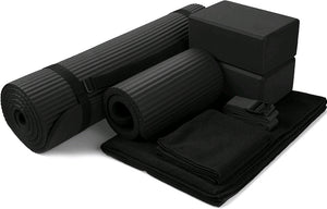 Everyday Essentials GoYoga 7-Piece Set - Include Yoga Mat with Carrying Strap, 2 Yoga Blocks, Yoga Mat Towel, Yoga Hand Towel, Yoga Strap and Yoga Knee Pad