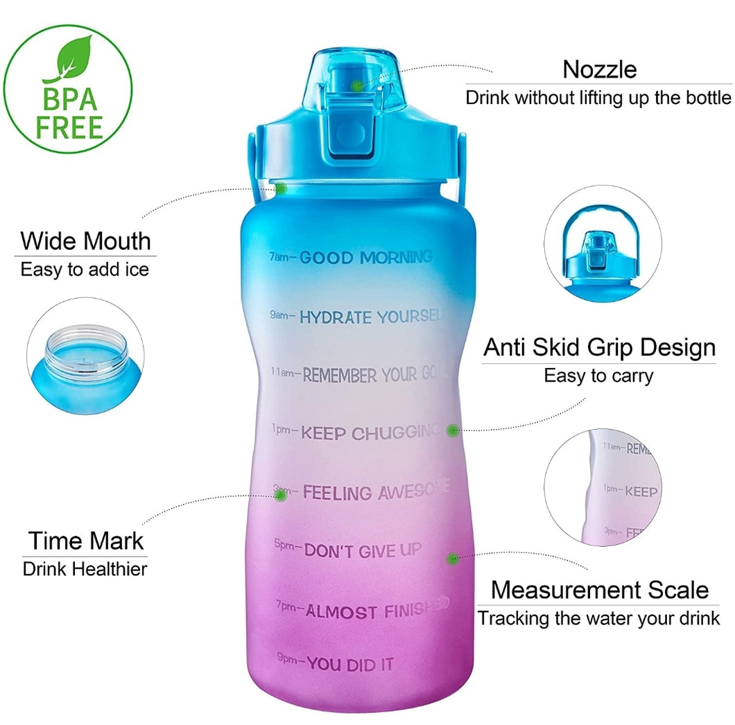 QuiFit Motivational Half Gallon Water Bottles, Various Colors