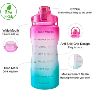 QuiFit Motivational Half Gallon Water Bottles, Various Colors