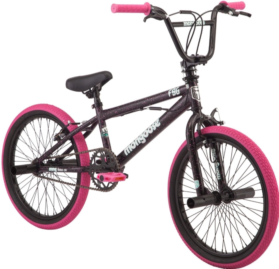 Mongoose FSG BMX 20 inch Bike, Black and Pink