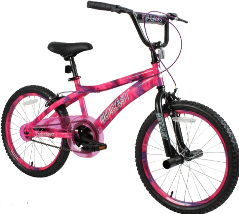 Dynacraft 20 inch Girls Outcast Bike with Water Transfer Pain Effect, Purple and Pink