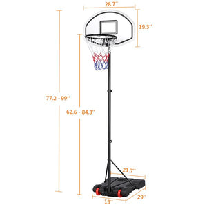 Height Adjustable Basketball Hoop System Portable Kids Junior Goal Stand 29 Inch Backboard W/ Wheels