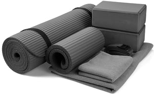 Everyday Essentials GoYoga 7-Piece Set - Include Yoga Mat with Carrying Strap, 2 Yoga Blocks, Yoga Mat Towel, Yoga Hand Towel, Yoga Strap and Yoga Knee Pad